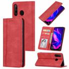 For Huawei P30 lite Skin Feel Pressure Line Magnetic Horizontal Flip Leather Case with Holder & Card Slot & Wallet & Photo Frame(Red) - 1