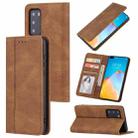 For Huawei P40 Skin Feel Pressure Line Magnetic Horizontal Flip Leather Case with Holder & Card Slot & Wallet & Photo Frame(Brown) - 1