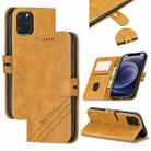 For iPhone 12 mini Stitching Style 2-Color Cow Texture Horizontal Flip PU Leather Case with Holder & Card Slot & Lanyard (Yellow) - 1