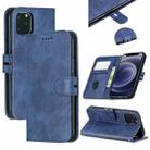For iPhone 12 mini Stitching Style 2-Color Cow Texture Horizontal Flip PU Leather Case with Holder & Card Slot & Lanyard (Blue) - 1