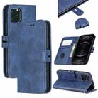 For iPhone 12 / 12 Pro Stitching Style 2-Color Cow Texture Horizontal Flip PU Leather Case with Holder & Card Slot & Lanyard(Blue) - 1