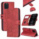 For iPhone 12 / 12 Pro Stitching Style 2-Color Cow Texture Horizontal Flip PU Leather Case with Holder & Card Slot & Lanyard(Red) - 1