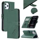 For iPhone 12 / 12 Pro Stitching Style 2-Color Cow Texture Horizontal Flip PU Leather Case with Holder & Card Slot & Lanyard(Green) - 1