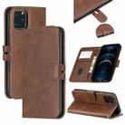 Stitching Style 2-Color Cow Texture Horizontal Flip PU Leather Case with Holder & Card Slot & Lanyard For iPhone 12 Pro Max(Brown) - 1