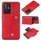 For OPPO A95 5G Double Buckle PU + TPU Shockproof Magnetic Protective Case with Card Slot & Holder(Red) - 1