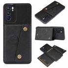 For OPPO Reno6 Double Buckle PU + TPU Shockproof Magnetic Protective Case with Card Slot & Holder(Black) - 1