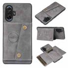 For Xiaomi Redmi K40 Gaming Double Buckle PU + TPU Shockproof Magnetic Protective Case with Card Slot & Holder(Grey) - 1