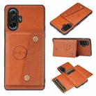 For Xiaomi Redmi K40 Gaming Double Buckle PU + TPU Shockproof Magnetic Protective Case with Card Slot & Holder(Brown) - 1