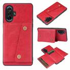 For Xiaomi Redmi K40 Gaming Double Buckle PU + TPU Shockproof Magnetic Protective Case with Card Slot & Holder(Red) - 1