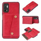 For Xiaomi Redmi Note 10 5G Double Buckle PU + TPU Shockproof Magnetic Protective Case with Card Slot & Holder(Red) - 1