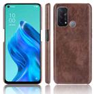 For OPPO Reno5 A Shockproof Litchi Texture PC + PU + Flannel Case(Brown) - 1