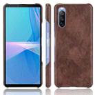 For Sony Xperia 10 III Shockproof Litchi Texture PC + PU Case(Brown) - 1