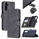 For OPPO Realme 6 Pro Stitching Style 2-Color Cow Texture Horizontal Flip PU Leather Case with Holder & Card Slot & Lanyard(Black) - 1