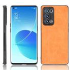 For OPPO Reno6 Pro+ Shockproof Sewing Cow Pattern Skin PC + PU + TPU Case(Orange) - 1