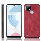 For OPPO Realme C21 Shockproof Sewing Cow Pattern Skin PC + PU + TPU Case(Red) - 1