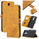 For Xiaomi Redmi K30 Stitching Style 2-Color Cow Texture Horizontal Flip PU Leather Case with Holder & Card Slot & Lanyard(Yellow) - 1