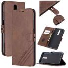 For Xiaomi Redmi K30 Stitching Style 2-Color Cow Texture Horizontal Flip PU Leather Case with Holder & Card Slot & Lanyard(Brown) - 1