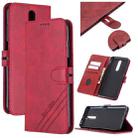 For Xiaomi Redmi K30 Stitching Style 2-Color Cow Texture Horizontal Flip PU Leather Case with Holder & Card Slot & Lanyard(Red) - 1