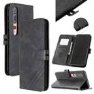 For Xiaomi Mi 10 5G / Mi 10 Pro 5G Stitching Style 2-Color Cow Texture Horizontal Flip PU Leather Case with Holder & Card Slot & Lanyard(Black) - 1