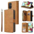 For Samsung Galaxy A72 5G Zipper Wallet Bag Horizontal Flip PU Leather Case with Holder & 9 Card Slots & Wallet & Lanyard & Photo Frame(Brown) - 1