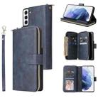 For Samsung Galaxy S21 Zipper Wallet Bag Horizontal Flip PU Leather Case with Holder & 9 Card Slots & Wallet & Lanyard & Photo Frame(Blue) - 1