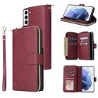 For Samsung Galaxy S21 Zipper Wallet Bag Horizontal Flip PU Leather Case with Holder & 9 Card Slots & Wallet & Lanyard & Photo Frame(Red Wine) - 1