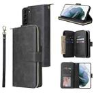 For Samsung Galaxy S21+ Zipper Wallet Bag Horizontal Flip PU Leather Case with Holder & 9 Card Slots & Wallet & Lanyard & Photo Frame(Black) - 1