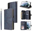 For Samsung Galaxy S21+ Zipper Wallet Bag Horizontal Flip PU Leather Case with Holder & 9 Card Slots & Wallet & Lanyard & Photo Frame(Blue) - 1
