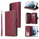 For Samsung Galaxy S21+ Zipper Wallet Bag Horizontal Flip PU Leather Case with Holder & 9 Card Slots & Wallet & Lanyard & Photo Frame(Red Wine) - 1