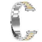 For OPPO Watch 46mm Three-beads Steel Watch Band(Silver Gold) - 1