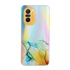 For Xiaomi Redmi K40 / K40 Pro / Poco F3 Laser Marble Pattern Clear TPU Shockproof Protective Case(Yellow) - 1