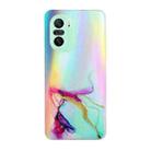 For Xiaomi Redmi K40 / K40 Pro / Poco F3 Laser Marble Pattern Clear TPU Shockproof Protective Case(Green) - 1