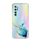 For Xiaomi Mi Note 10 Lite Laser Marble Pattern Clear TPU Shockproof Protective Case(Blue) - 1