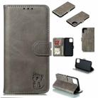 For iPhone 13 Embossed Happy Cat Pattern Horizontal Flip Leather Case with Holder & Card Slots & Wallet(Grey) - 1