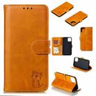 For iPhone 13 Pro Embossed Happy Cat Pattern Horizontal Flip Leather Case with Holder & Card Slots & Wallet (Yellow) - 1