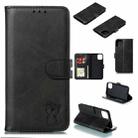For iPhone 13 Pro Max Embossed Happy Cat Pattern Horizontal Flip Leather Case with Holder & Card Slots & Wallet (Black) - 1