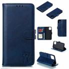 For iPhone 13 Pro Max Embossed Happy Cat Pattern Horizontal Flip Leather Case with Holder & Card Slots & Wallet (Blue) - 1