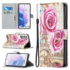 For Samsung Galaxy S21 5G Colored Drawing Pattern Horizontal Flip PU Leather Case with Holder & Card Slots & Wallet & Lanyard(Rose Tower) - 1