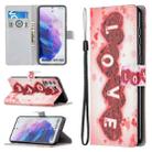 For Samsung Galaxy S21+ 5G Colored Drawing Pattern Horizontal Flip PU Leather Case with Holder & Card Slots & Wallet & Lanyard(LOVE) - 1