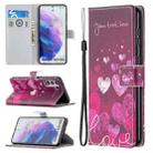 For Samsung Galaxy S21+ 5G Colored Drawing Pattern Horizontal Flip PU Leather Case with Holder & Card Slots & Wallet & Lanyard(Letter Heart) - 1
