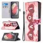 For Samsung Galaxy S21 Ultra 5G Colored Drawing Pattern Horizontal Flip PU Leather Case with Holder & Card Slots & Wallet & Lanyard(LOVE) - 1