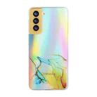 For Samsung Galaxy S21 5G Laser Marble Pattern Clear TPU Shockproof Protective Case(Yellow) - 1