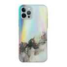 For iPhone 12 mini Laser Marble Pattern Clear TPU Shockproof Protective Case (Black) - 1