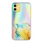 For iPhone 12 Laser Marble Pattern Clear TPU Shockproof Protective Case(Yellow) - 1