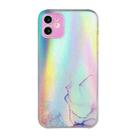 For iPhone 12 Laser Marble Pattern Clear TPU Shockproof Protective Case(Pink) - 1