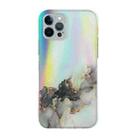 For iPhone 12 Pro Laser Marble Pattern Clear TPU Shockproof Protective Case(Black) - 1