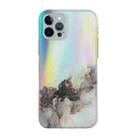 For iPhone 12 Pro Max Laser Marble Pattern Clear TPU Shockproof Protective Case(Black) - 1