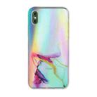 For iPhone X / XS Laser Marble Pattern Clear TPU Shockproof Protective Case(Green) - 1