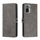 For Xiaomi Redmi Note 10 Stitching Style 2-Color Cow Texture Horizontal Flip PU Leather Case with Holder & Card Slot & Lanyard(Gray) - 1