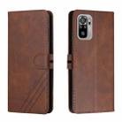 For Xiaomi Redmi Note 10 Stitching Style 2-Color Cow Texture Horizontal Flip PU Leather Case with Holder & Card Slot & Lanyard(Brown) - 1